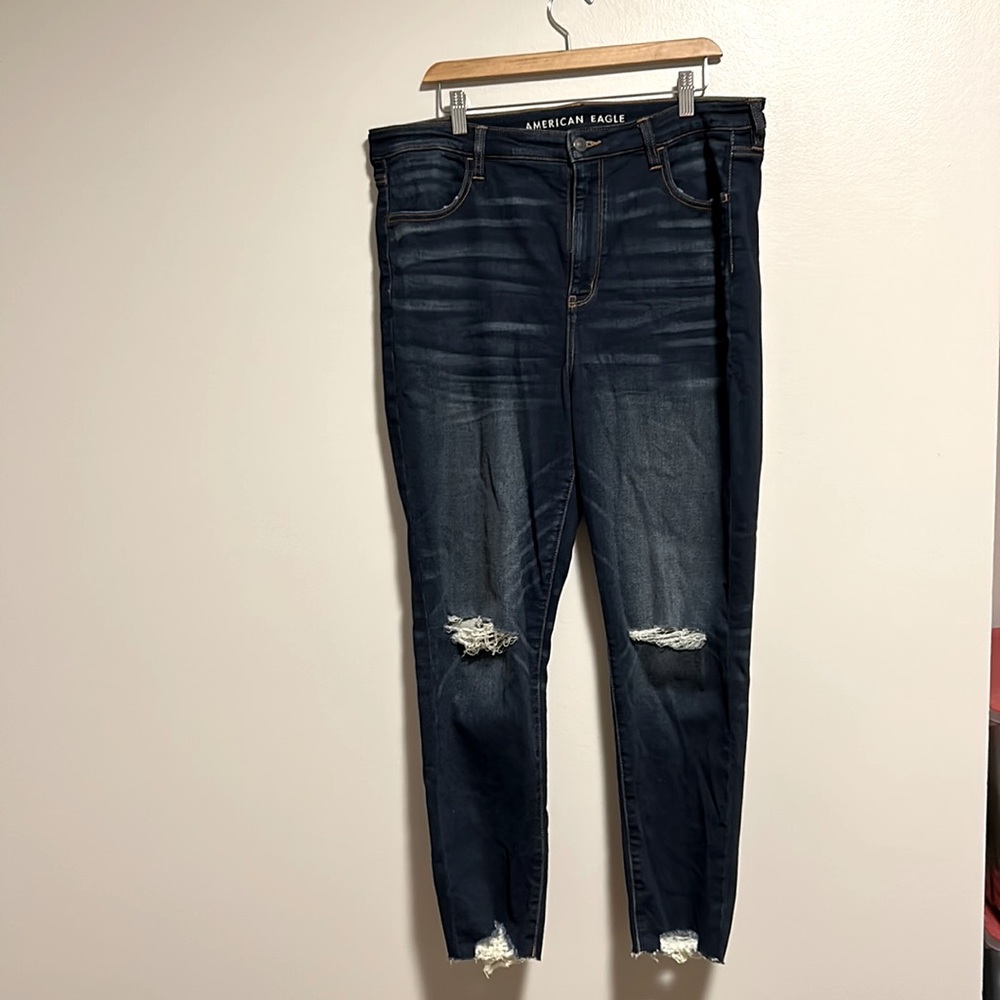 American Eagle Next Level jeans with ripped knees. Size 16 short